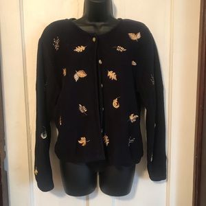 Leaf Patterned Cardigan